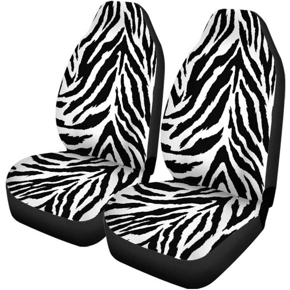 Zebra White Frame Seat Covers with a Medium Blue Center
